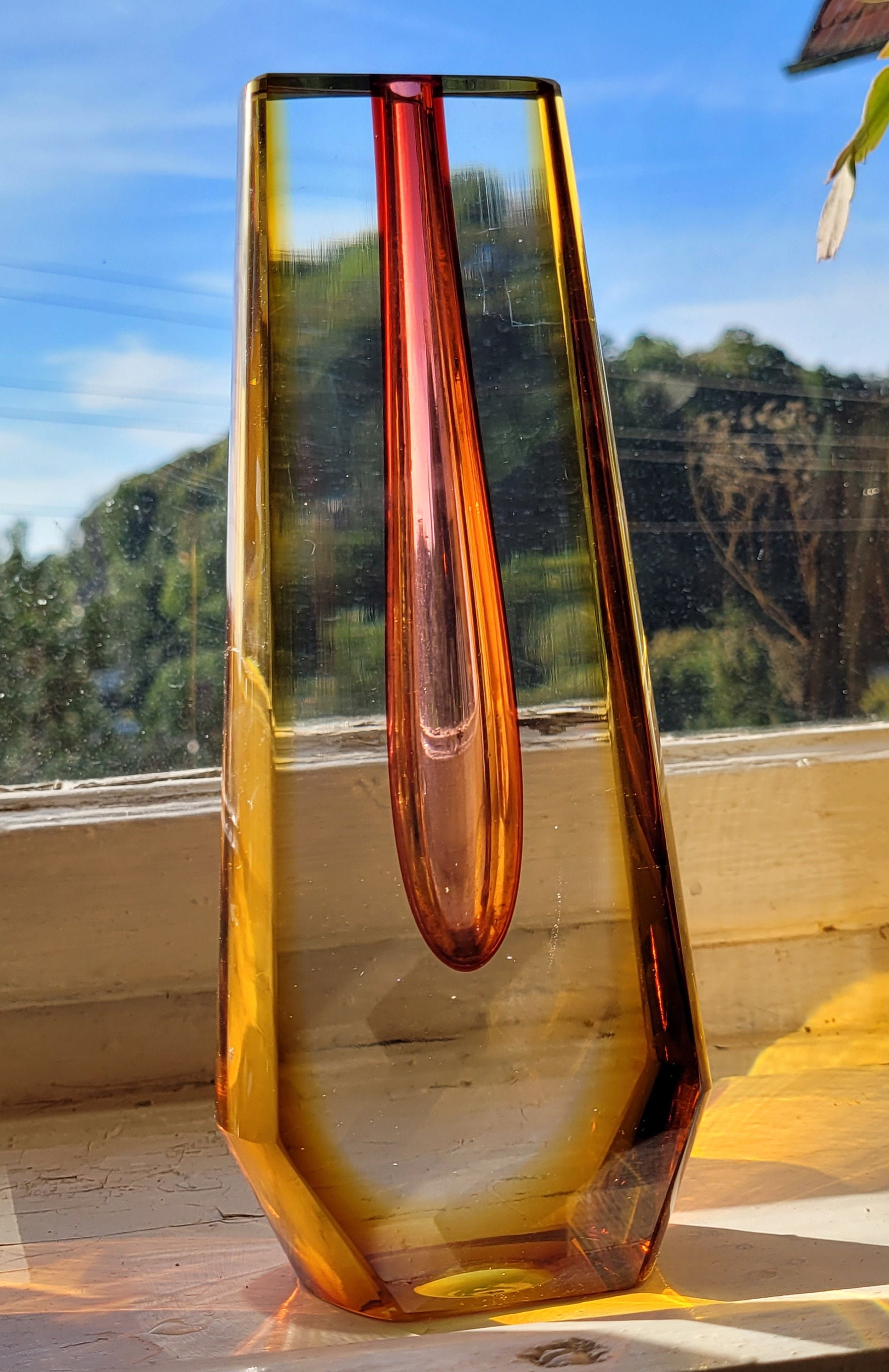 Pavel Hlava for Expor Design Vase Glass Czechoslovakia 1960 Signed