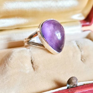 Amethyst 925 Silver Ring boho ethno design Gemstone Ring Drops vintage sterling silver gemstone ring purple esoteric witch Larp