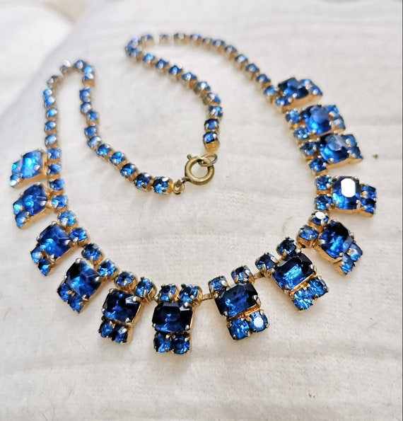 20s Rhinestone Collier France BLUE Gorgeous Neckla