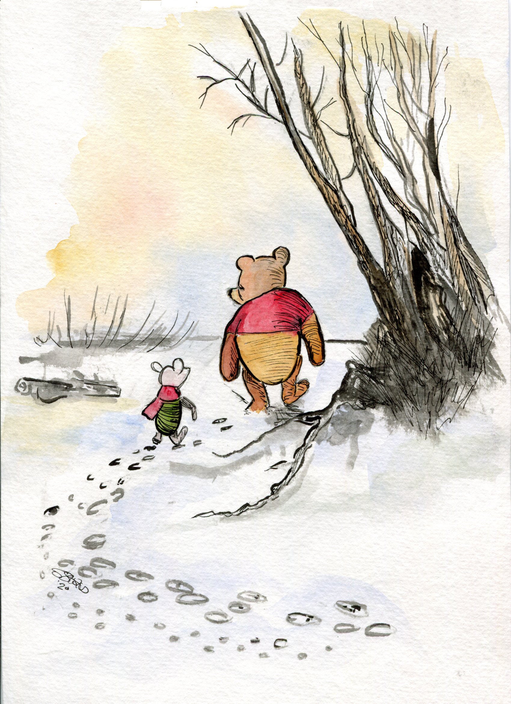 Winnie the Pooh and Piglet go for a walk - Winnie The Pooh - Sticker