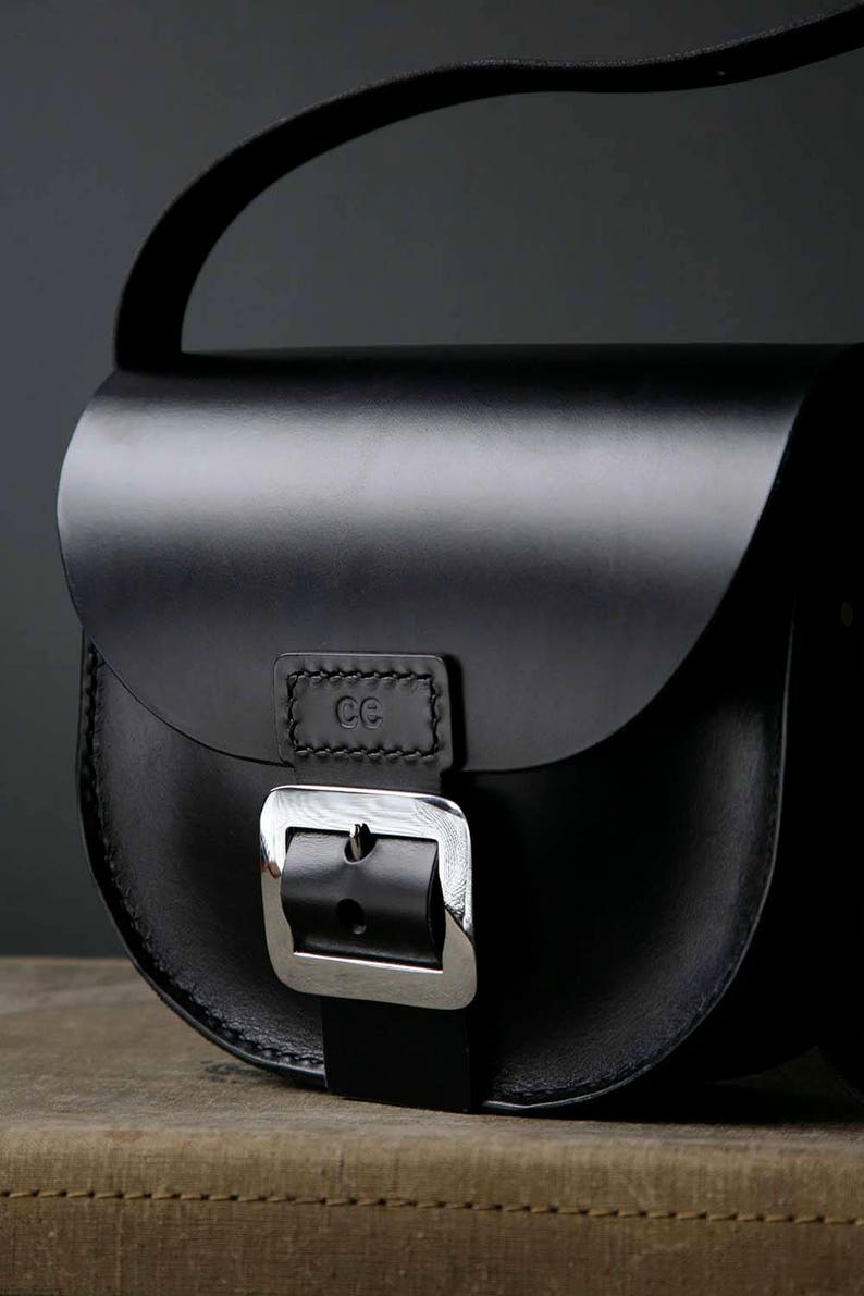 tellbol satchel fijnste Britse hoofdstelleer fijne kwaliteit lederen zadeltas van Catherine Edwards, handgemaakte crossbody messenger bag afbeelding 3