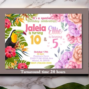 Dual Invitation,Double Invitation,Sibling Twins Birthday Invitation,Combined Birthday,Two Theme Birthday