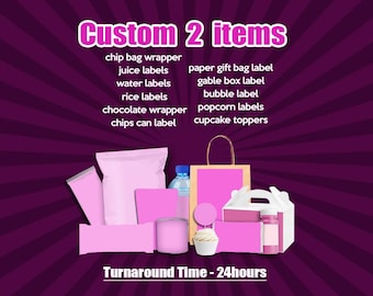 Custom BUNDLE 2 items, Custom Party Wrappers, Custom Party Favors, Custom Birthday Labels, Custom Party Labels,Digital files