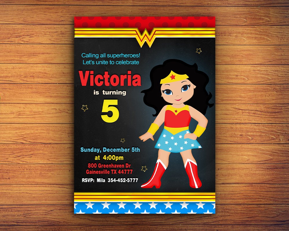 Wonder Woman Invitation Wonder Woman Party Invitation Wonder | Etsy