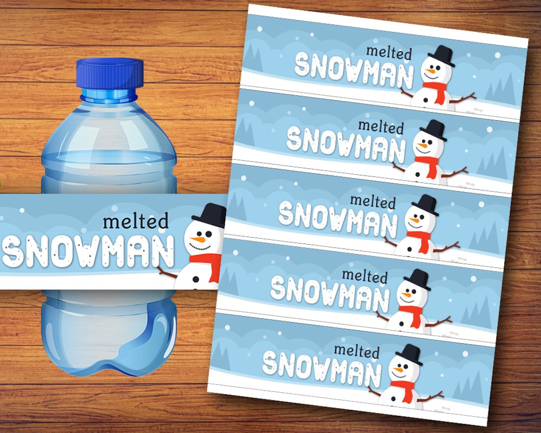 Melted Snowman Water Bottle Labels, Winter Water Bottle Wraps,snowman Water Bottle Labels,winter Bottle Labels, Instant Download - Etsy