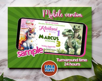 Custom Mobile Invite - Any themes, Double,Twins,Triplets  invitation,  Made-to-order