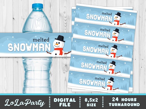 set of 10 party favors melted snowman holiday or birthday personalized water bottle wrappers water bottle labels party supplies handmade products tarnaalignkohtao com