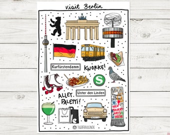 Visit Berlin stickers - City Trip, Travel, Germany, Capital, Brandenburg Gate, Germany  - Travel Stickers, travel journal, decoration
