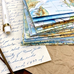 Upcycling envelopes from maps  format C6  handmade world image 6