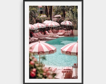 Beverly Hills Hotel Pool Poster: Retro Glam California Art