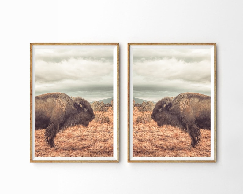 Reindeer Print Farmhemian Minimalist Landscape Art Print Digital Download Wild West Decor Bohemian Art Buffalo Prints Christmas Decor