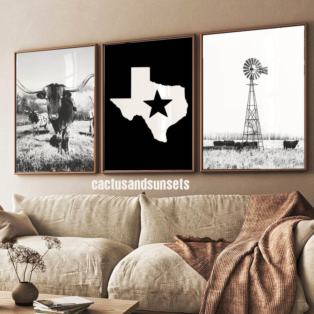 Texas Art Prints, Texas Wall Art, Texas Longhorn Cow Print ...