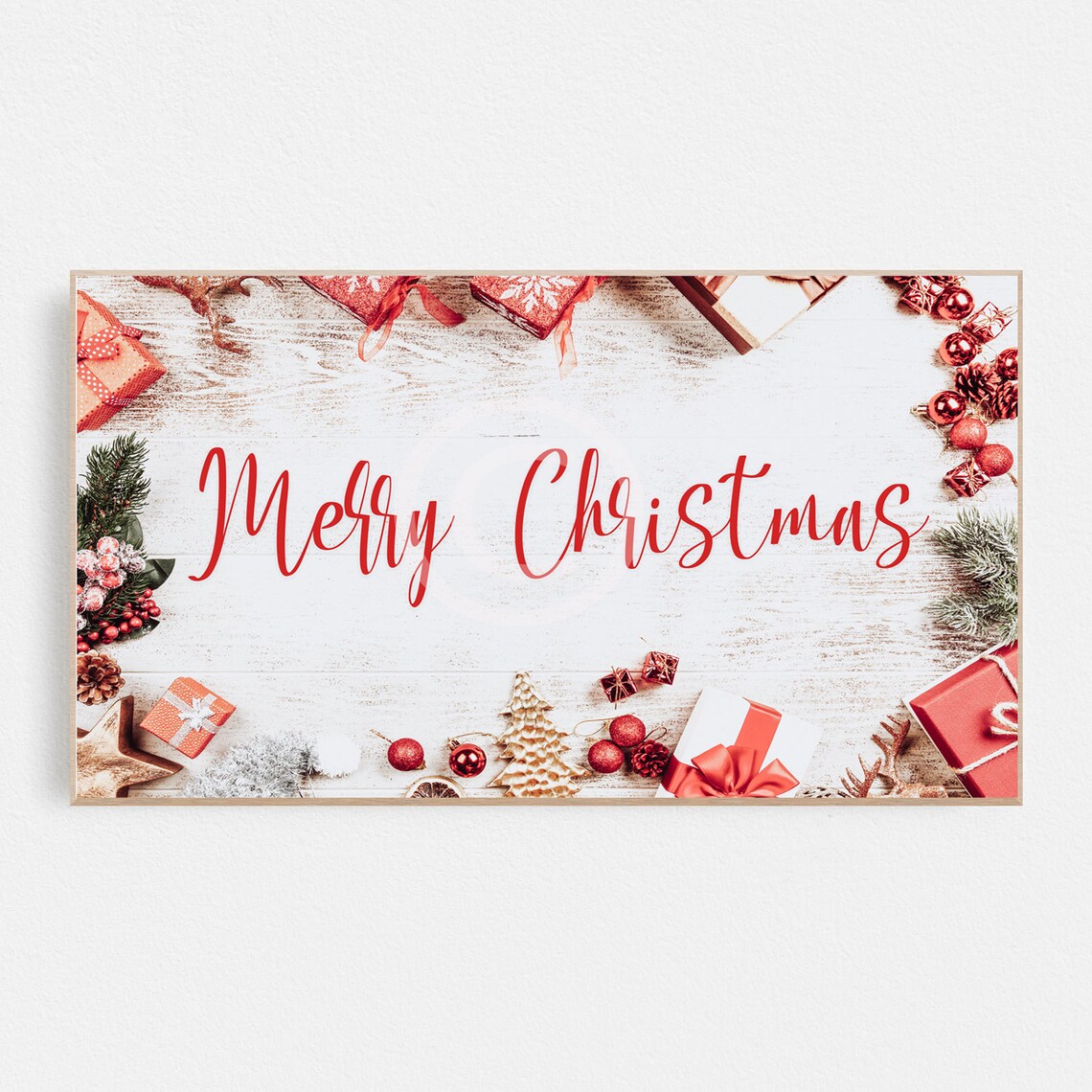 Merry Christmas Frame TV Art Winter Forest Art Christmas | Etsy