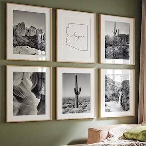 Arizona Gallery Wall, 6 Print Set, Desert Wall Art, 16x20 Prints, Southwest Decor, Cactus Decor, Boho Wall Art, Western Home Decor, Saguaro
