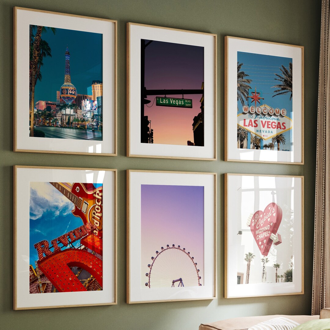 Las Vegas Print Set, Las Vegas Set of 6, Digital Download, Gift for Him