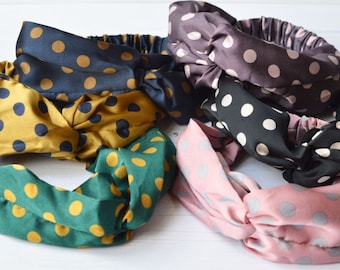Headband for Women Twisted Knot Polka Dot Elasticated Back Hair Band BUY 1 GET 1 FREE