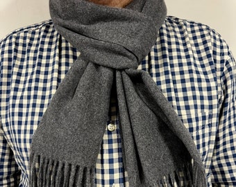 Plain Dark Grey Scarf with Tassels Soft Warm Cosy Unisex Gift for him or her