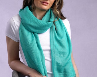 Aqua Green Scarf Large Light Weight Super Soft Fine Weave Wrap in a Modal Blend