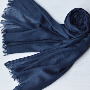 Navy Scarf Large Light Weight Super Soft Semi Sheer Weave Modal Blend Wrap