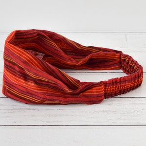 Nepalese Bandana Red Stripe Cotton Headband image 4