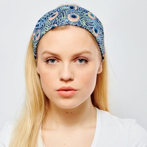 Headband for Women Liberty Style Peacock Feather Print Stretchy Comfortable Bandana image 4