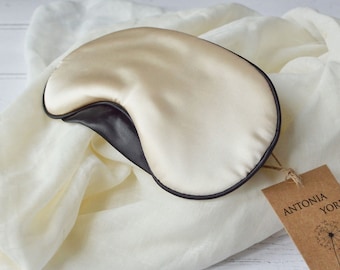 Sleep Eye Mask Blackout Inner Fabric Luxuriously Soft Adjustable Eye Cover Cream Satin Meditation