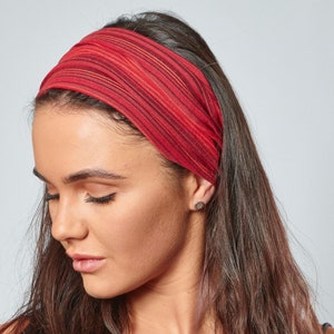 Nepalese Bandana Red Stripe Cotton Headband image 1