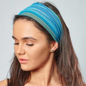 Bandana Blue & Green Striped Nepalese Cotton Headband