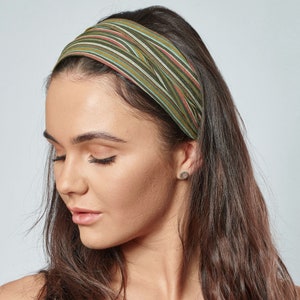 Headband Green Striped Nepalese Bandana Fair Trade Stirnband Boho Headwrap image 1