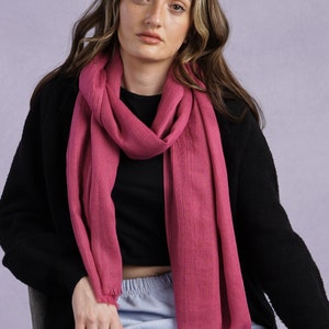 Deep Rose Scarf Large Light Weight Super Soft Semi Sheer Weave Modal Blend Wrap