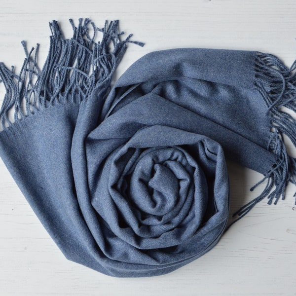 Drew Denim Pashmina Super Soft Large Special Occasion Wrap avec glands