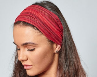 Nepalese Bandana Red Stripe Cotton Headband