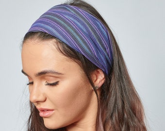 Nepalese Bandana Purple Striped Fair Trade Cotton Headband