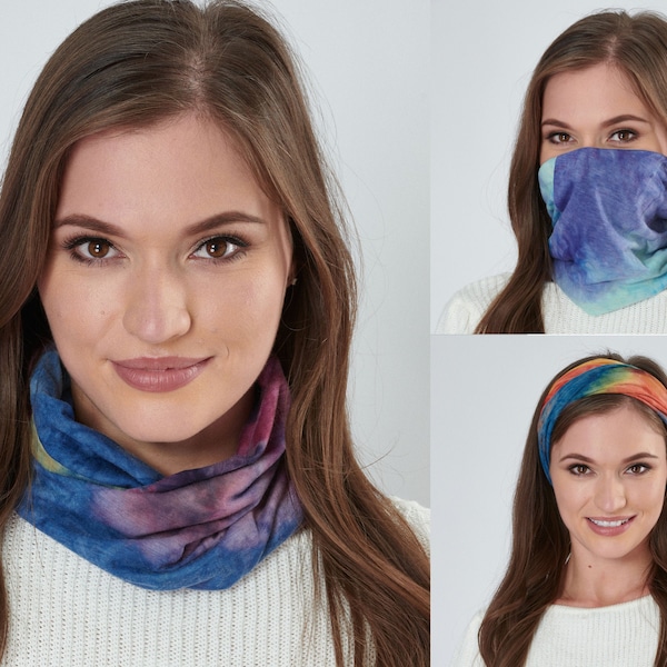 Snood Tie Dye Twisted Neck Warmer Bandana Zoe Face Covering Soft Twisted Cowl