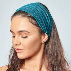 Striped Headband Nepalese Fair Trade Cotton Bandana in Teal Blue