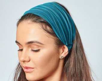Striped Headband Nepalese Fair Trade Cotton Bandana in Teal Blue