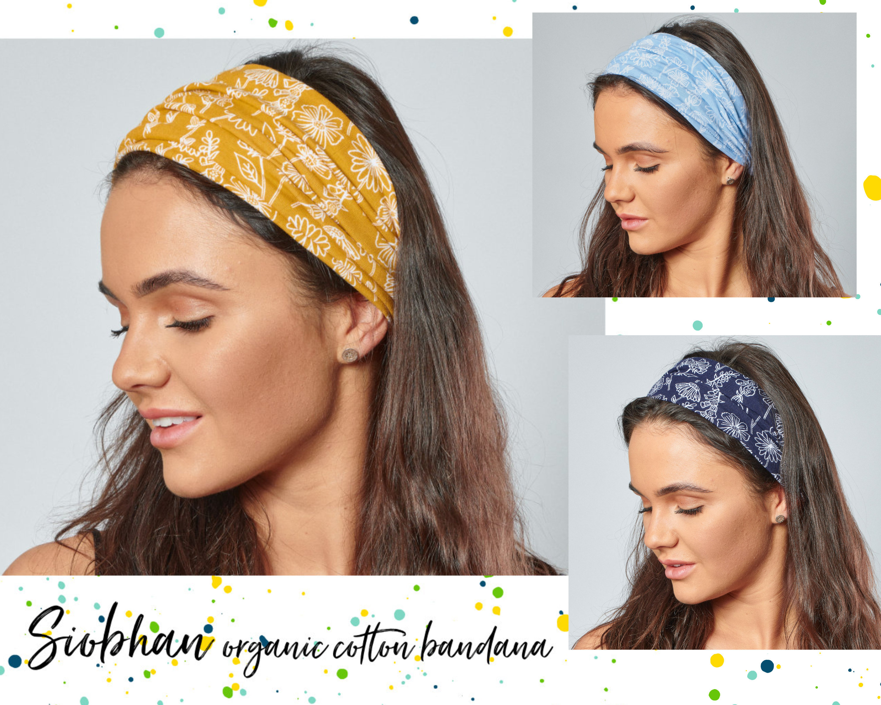 Organic Cotton Headband Zara Floral Jersey Elasticated Back Bandana by ...