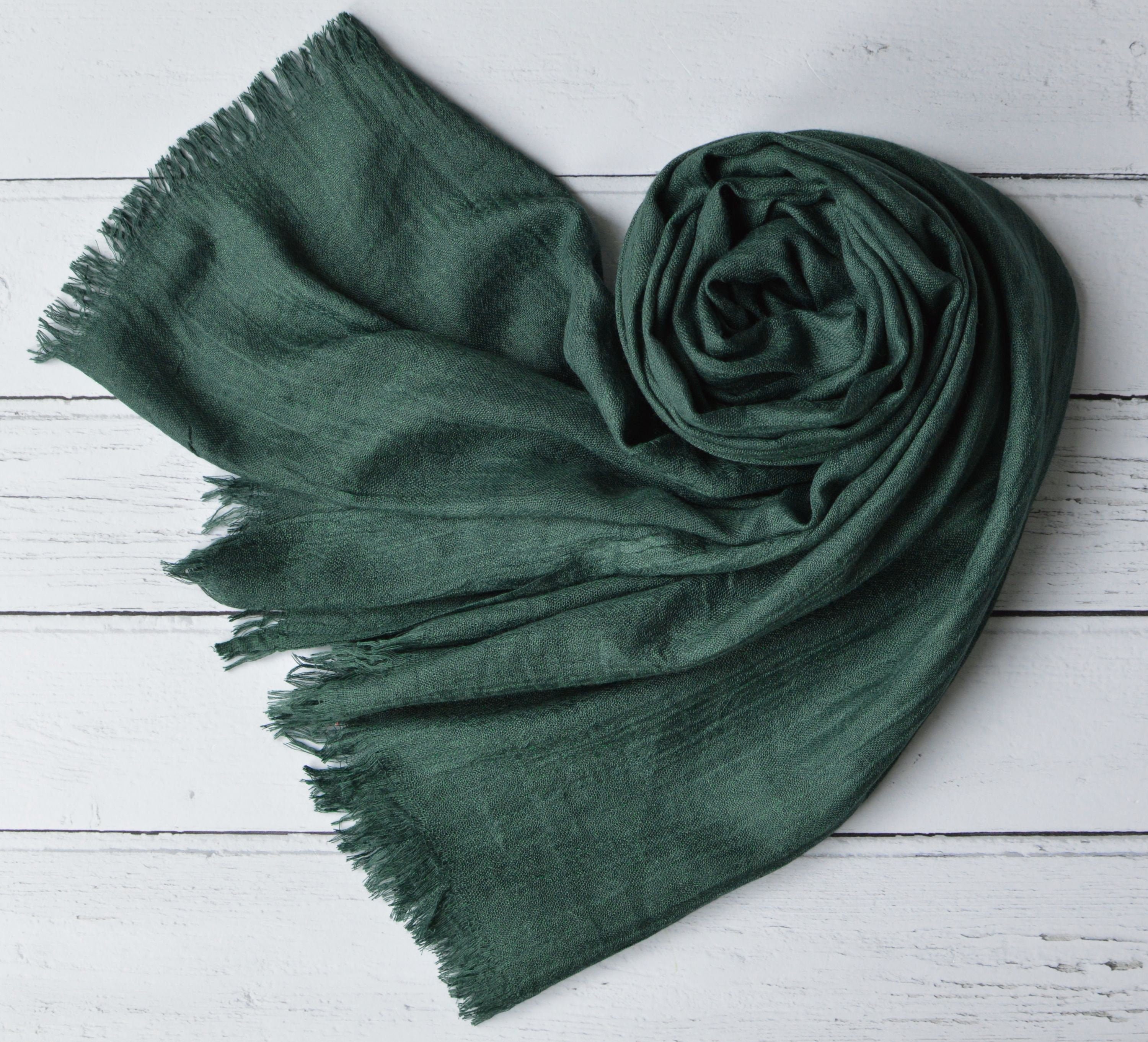 Bottle Green Scarf Large Light Weight Super Soft Fine Weave Wrap in a