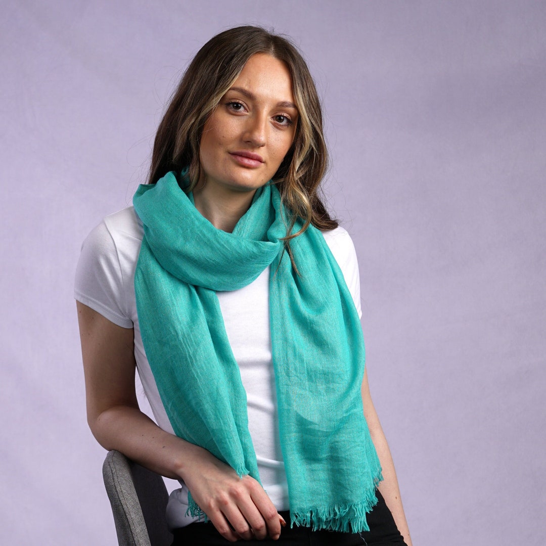 Buy Aqua Green Scarf Large Light Weight Super Soft Fine Weave Wrap in a  Modal Blend Online in India