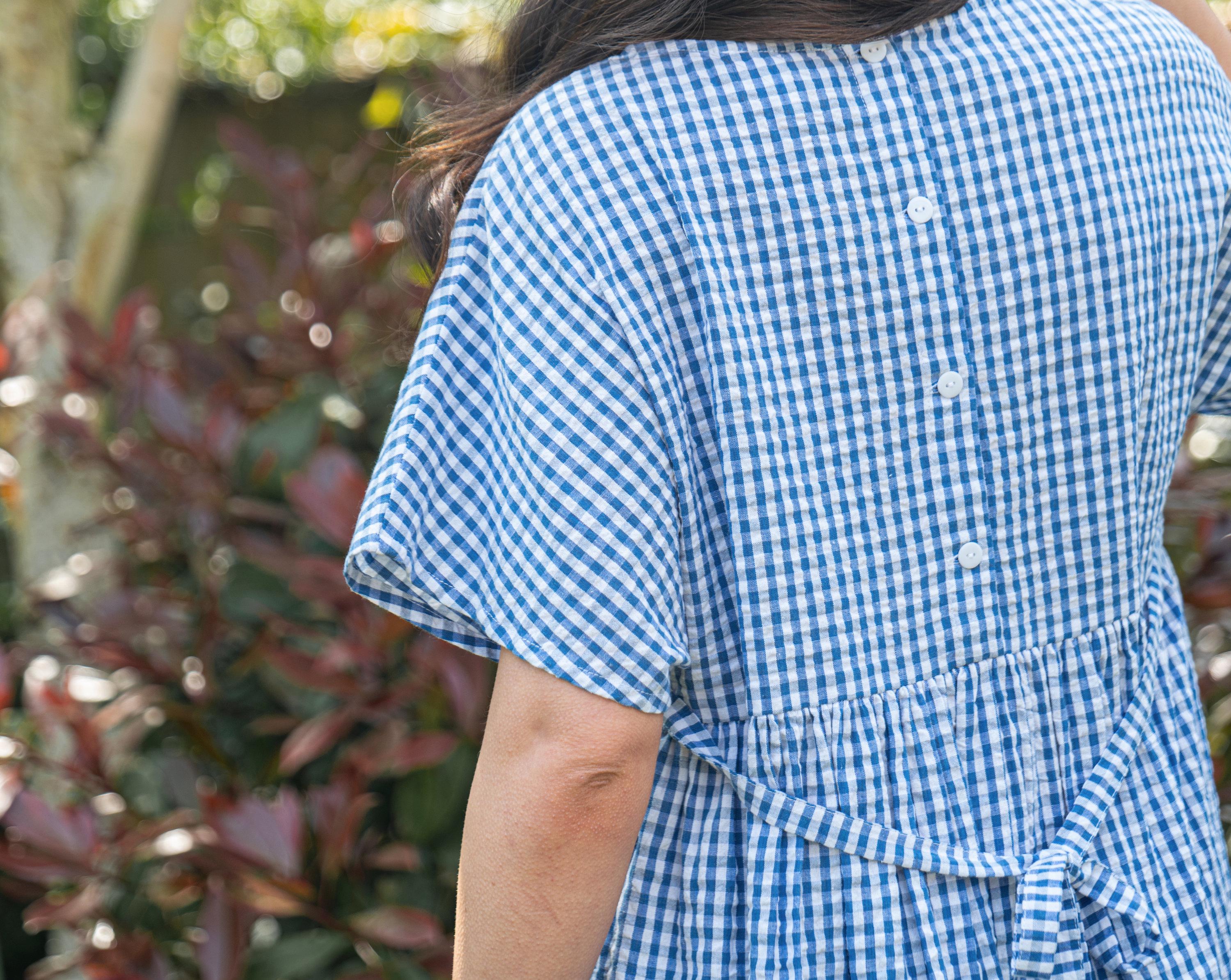 blue gingham dress short Self-portrait Navy Gingham Taffeta Mini Dress main image 1