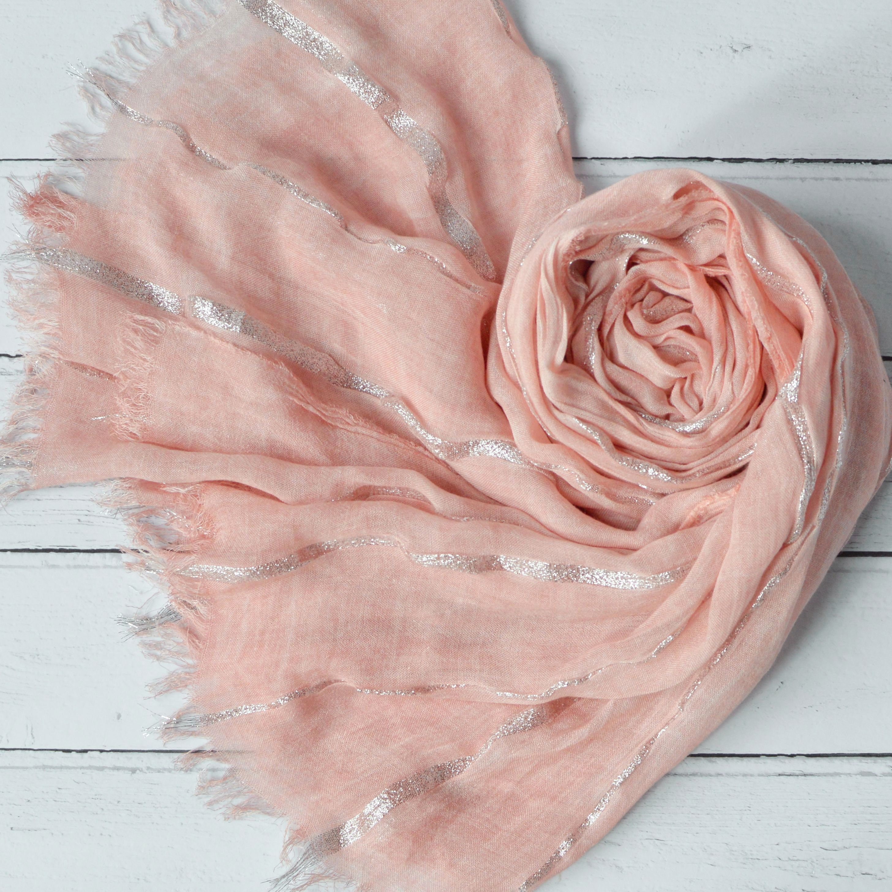 Macaboom Sale 100% Silk Baby Blush Pink with Grey Element Scarf 180cm*90cm Elegant Gift Designer Gift for Her