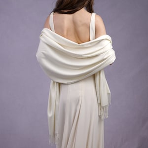 Drew Cream Pashmina Super Soft Large Special Occasion Wrap with Tassels image 1