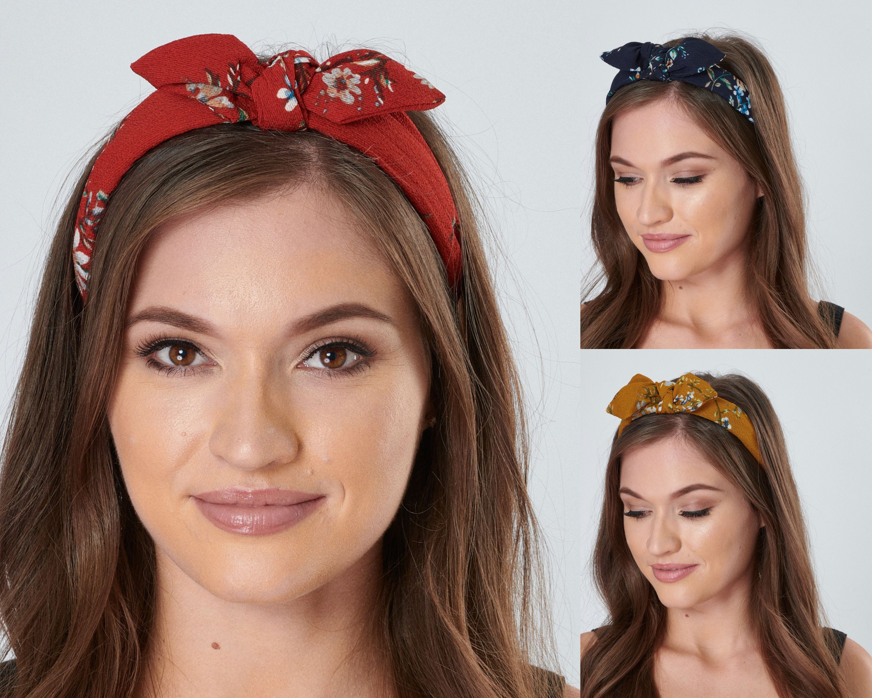 Blue Floral Headband - wide 2