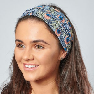 Headband for Women Liberty Style Peacock Feather Print Stretchy Comfortable Bandana image 2