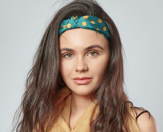 Fascia Elastica Per Capelli A Pois Annodata - Donna Giallo Moda