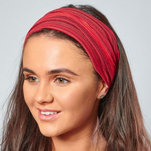 Nepalese Bandana Red Stripe Cotton Headband image 2