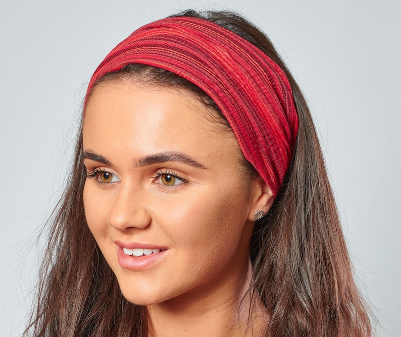 Nepalese Bandana Red Stripe Cotton Headband image 2