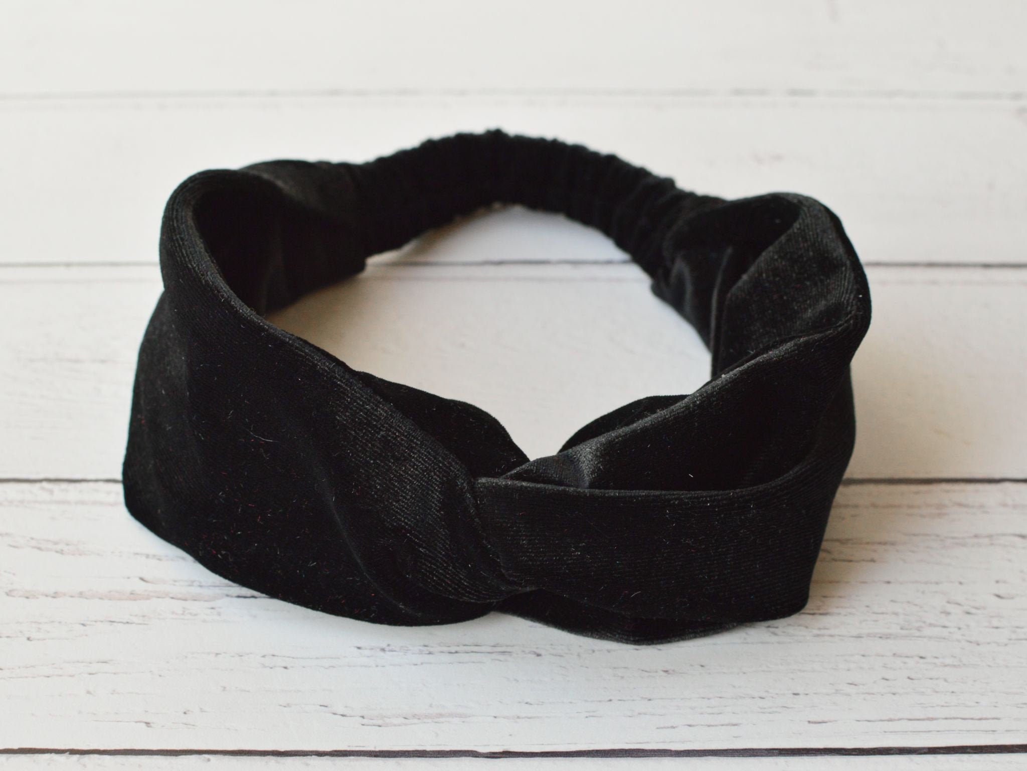Velvet Headband Twisted Knot Black Velour Velvet Tess