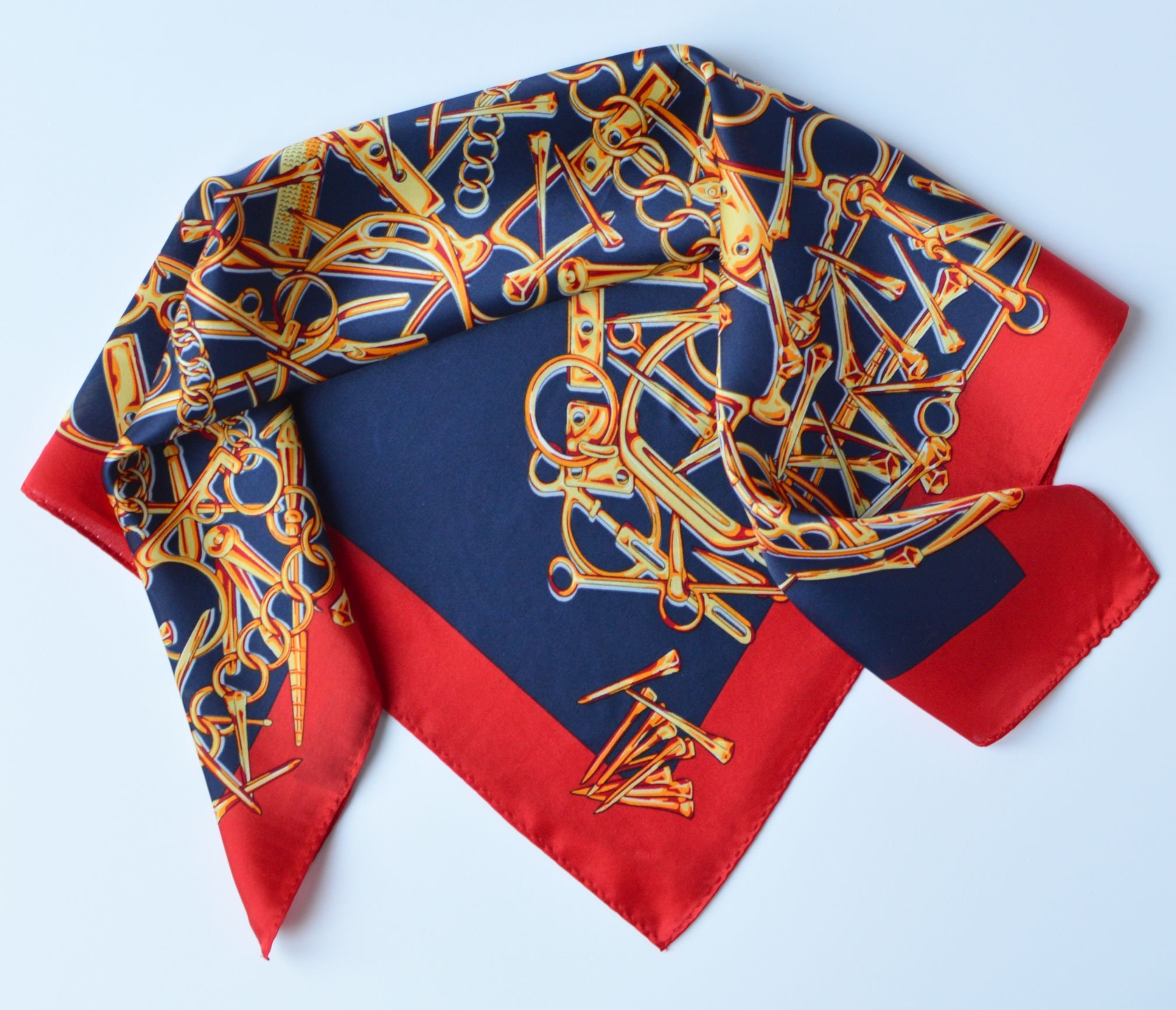 Equestrian Scarf Pure Silk Charmeuse Square Neck Scarf Dark Etsy