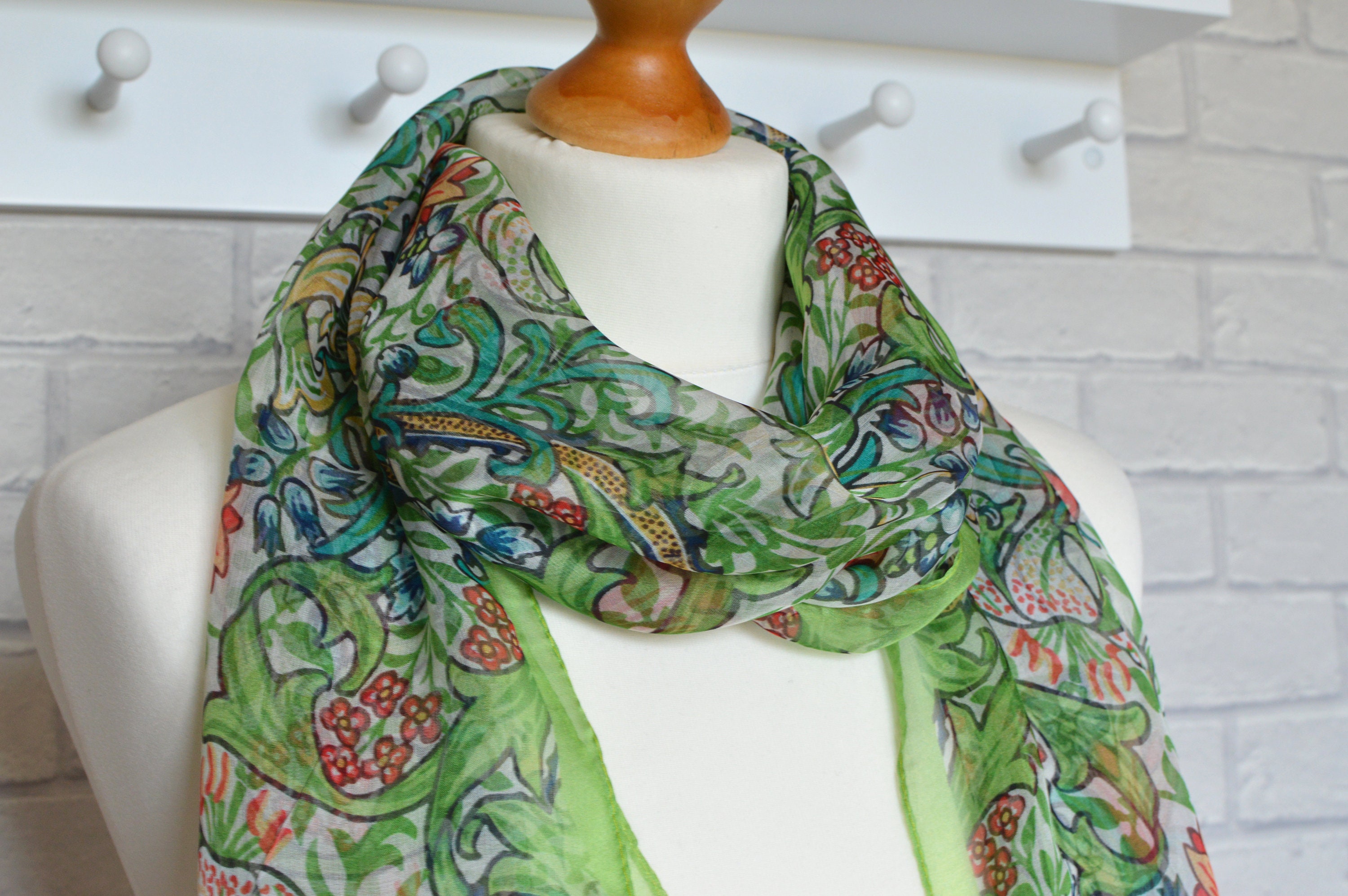 Lot De 5 Foulards Légers Dégradé Vert - Mousseline De Soie - 170x70 Cm - Style écharpe